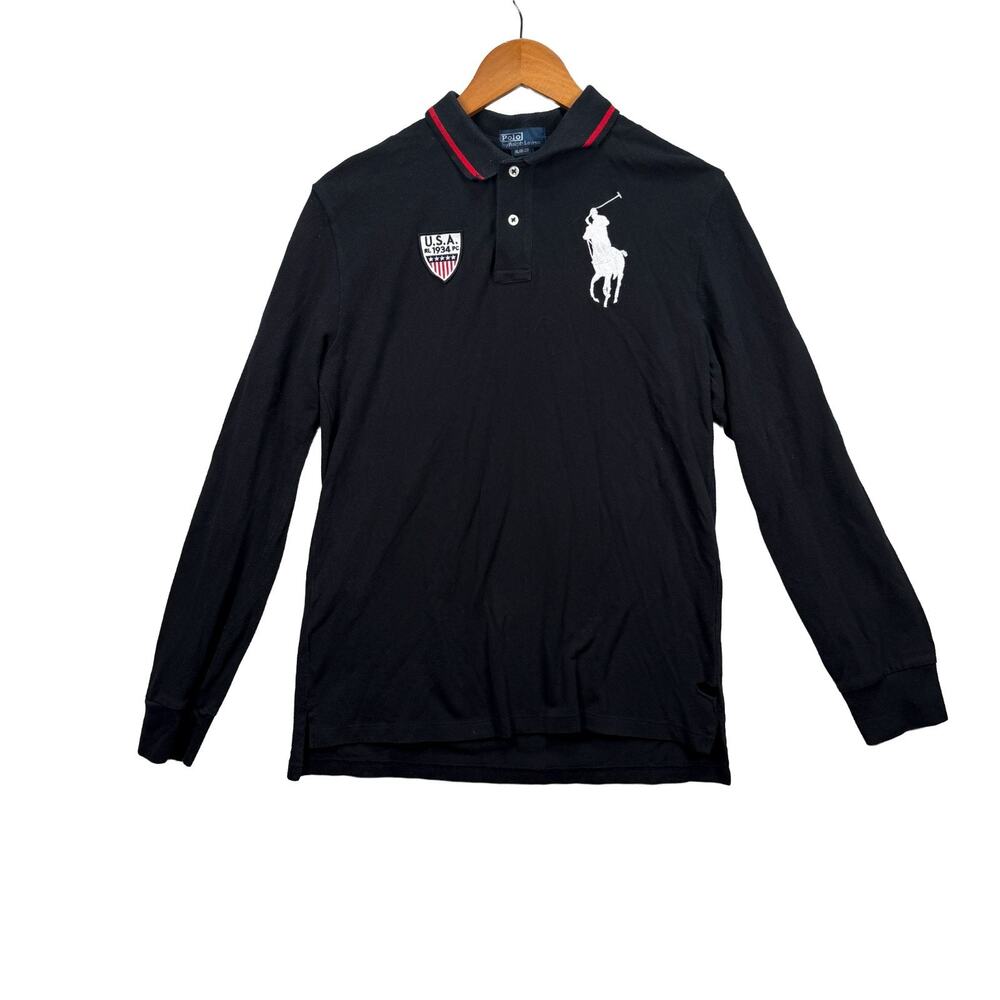Women's Polo Ralph Lauren Team USA Soccer Black Shirt Preppy Big Pony Crest XL